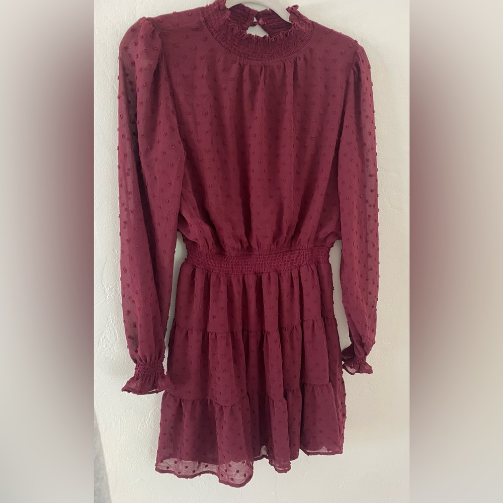 Sweet Wanderer Maroon Long Sleeve Dress